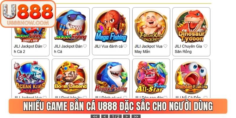 Nhiều game bắn cá U888 đặc sắc cho người dùng